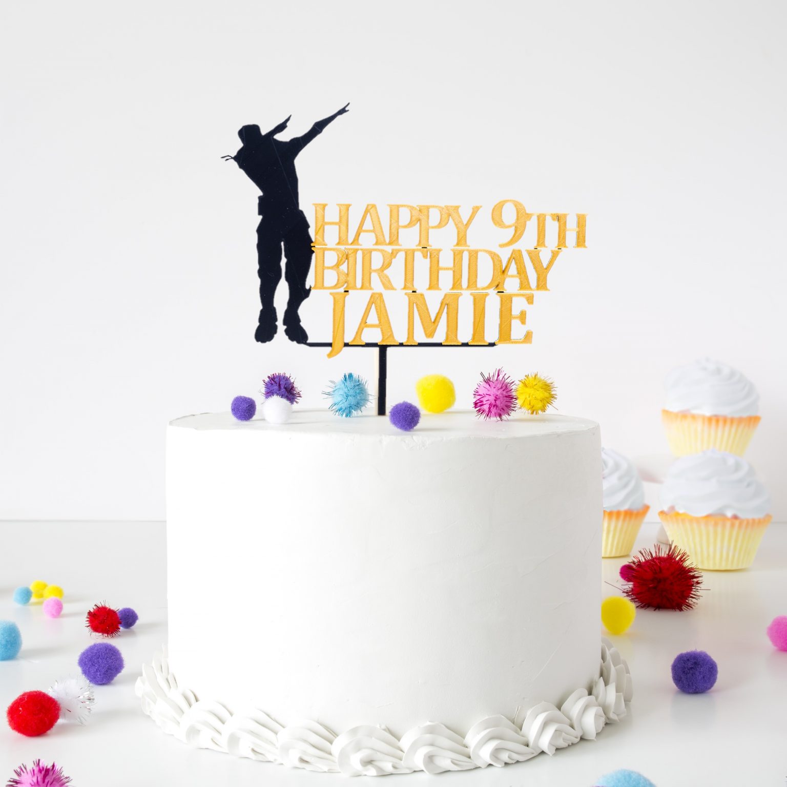 Fortnite Dab Personalized Birthday Cake Topper - 3D Wade Creations