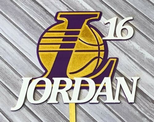 Los Angeles Lakers Personalized Birthday Cake Topper 3D Wade Creations