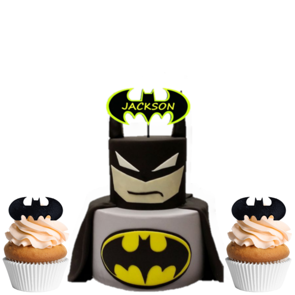 Batman Logo DC Comics Cake and Cupcake (1 Doz) Topper Combo - 3D Wade  Creations